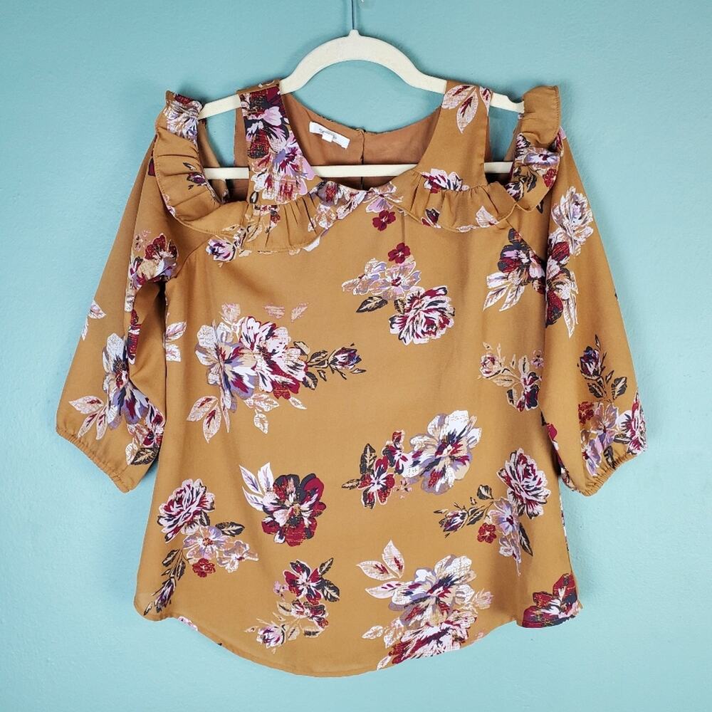 Maurices Floral Cold Shoulder Blouse Size Small